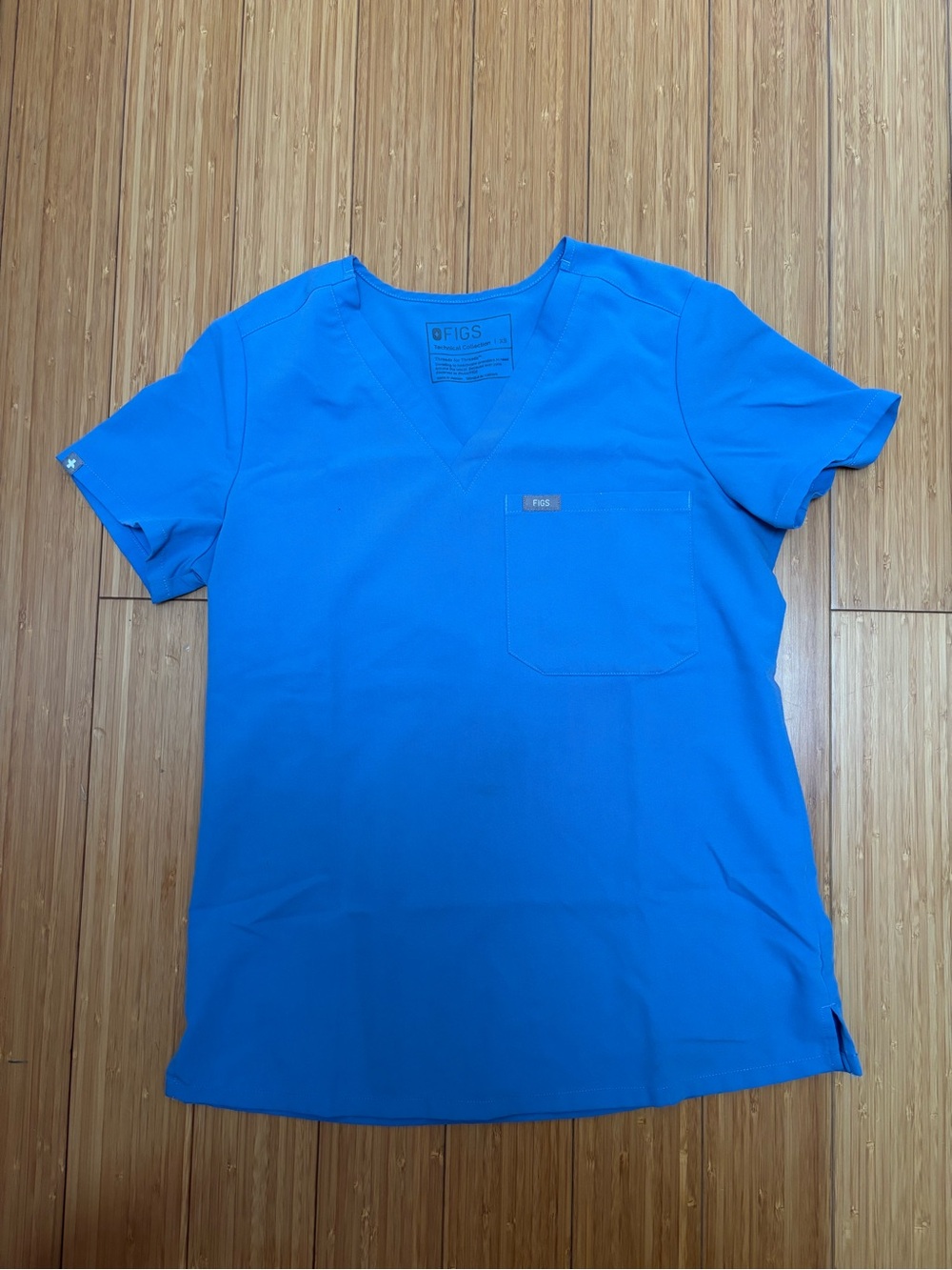 Figs Blue V-Neck Medical Scrub Top